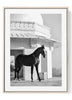 Brown Horse Architectural Portrait Print – Elegant Equestrian Wall Art