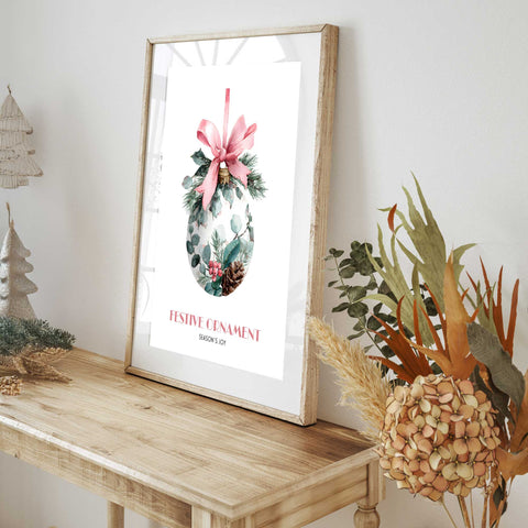 Elegant festive ornament winter wall art