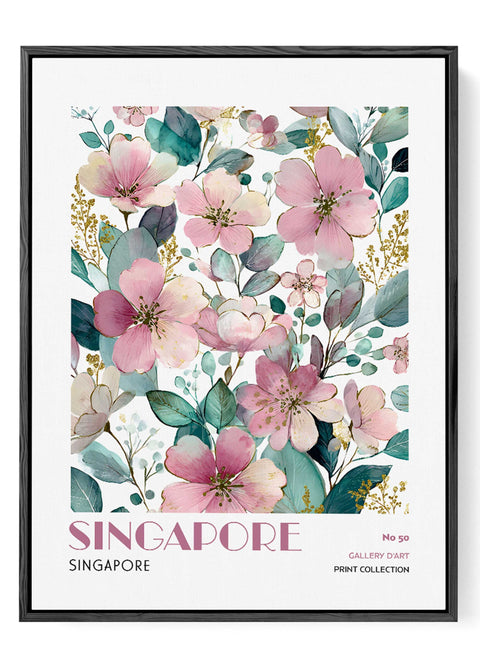 Elegant flower wall art with blush pink and green leaves