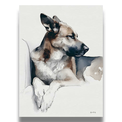 Elegant german shepherd watercolor painting