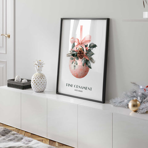 Elegant pink Christmas decor wall art