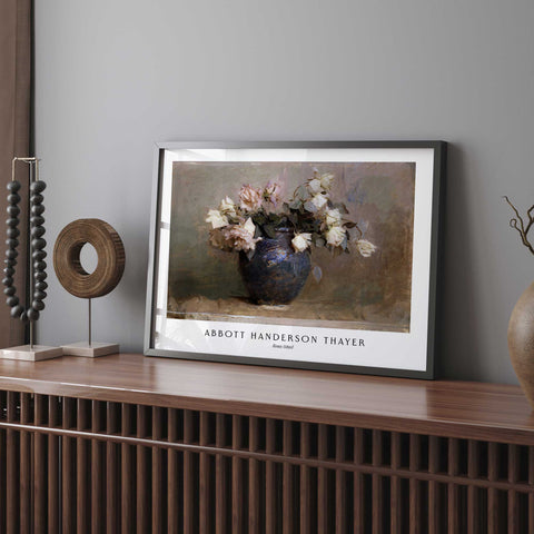 Elegant white and blush roses artwork