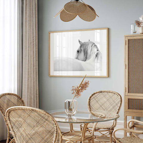 Elegant white horse fine art poster