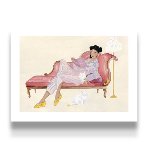 Elegant woman lounging artwork