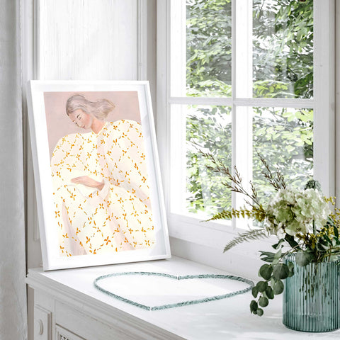 Elegant woman with book illustration