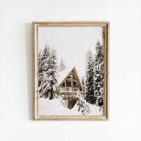Pine Forest A-Frame House Art – Serene Interior