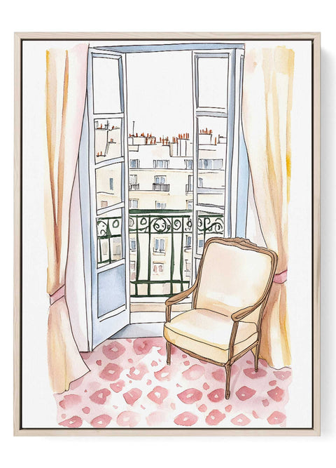 European Balcony Scene – Handmade Watercolor Reproduction