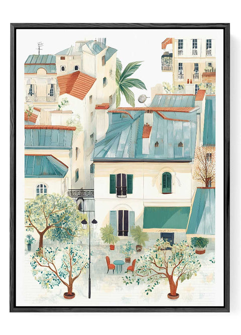 Paris Courtyard Watercolor Art Print