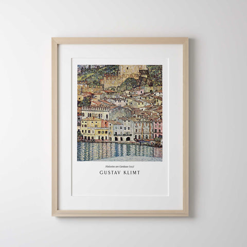 European lakeside village art decor