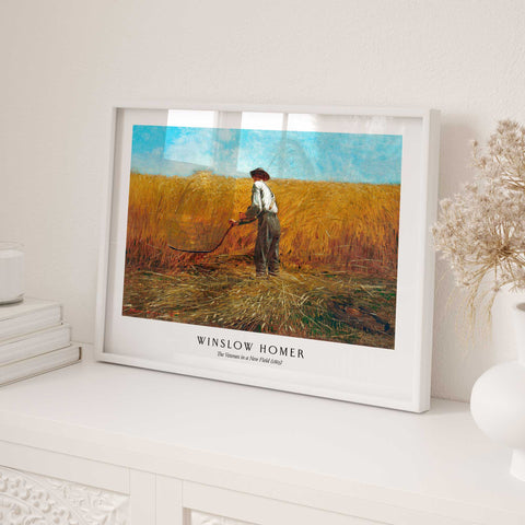 Farmer cutting wheat with scythe wall art print