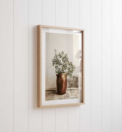 Olive Tree in Copper Pot Print – Mediterranean Botanical Wall Art - oakposter