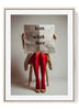 Red Tights & Vintage Newspaper Art Print | Retro Chic Fashion Wall Decor