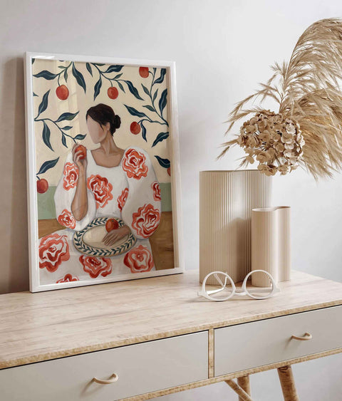 Feminine floral portrait art print