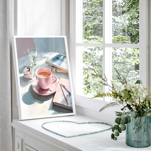 Feminine tea cup artwork