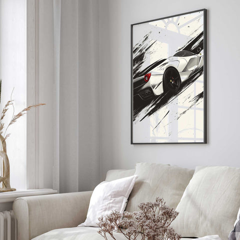 Ferrari LaFerrari hypercar illustration with energetic paint splashes