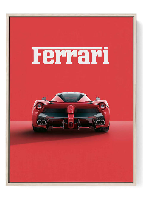 Ferrari LaFerrari minimalist art print with rear profile design