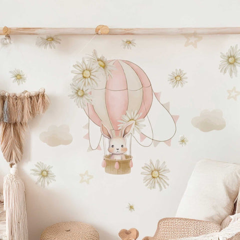 Floating Rabbit Nursery Decal