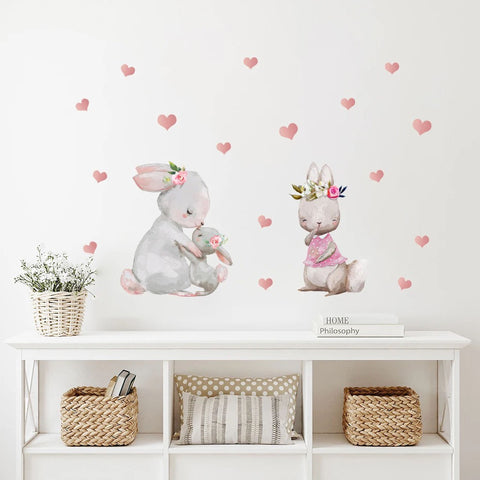 Floral Crown Rabbit Wall Decals
