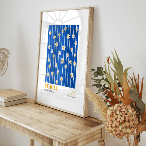 Floral art print Prague poster for bedroom and living room