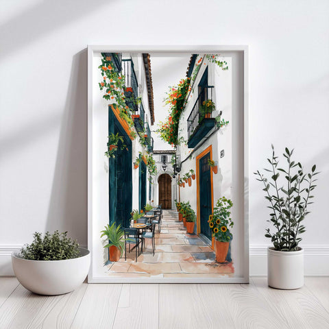 Floral passageway with terracotta pots