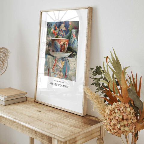 Floral tabletop still life vintage print