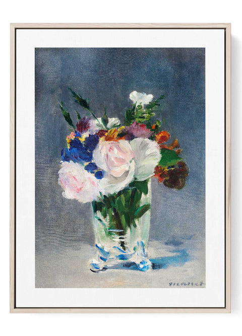 Flowers in a Crystal Vase art print by Edouard Manet featuring a vibrant floral bouquet.