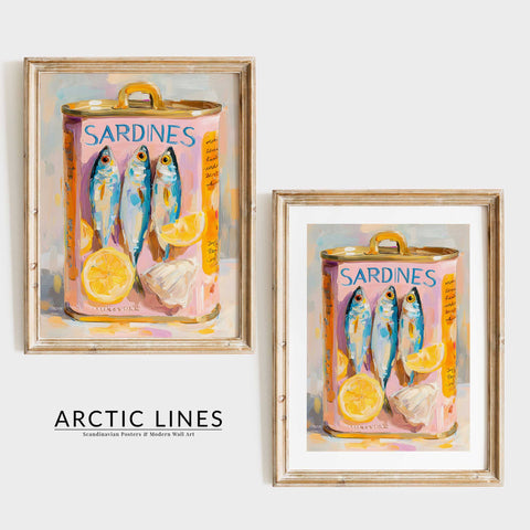 Minimalist Sardines Can Art Print | Modern Pink Kitchen Wall Decor - oakposter