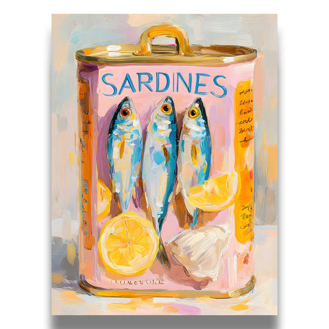 Minimalist Sardines Can Art Print | Modern Pink Kitchen Wall Decor - oakposter