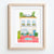French-style courtyard watercolor print with soft textures and flowers