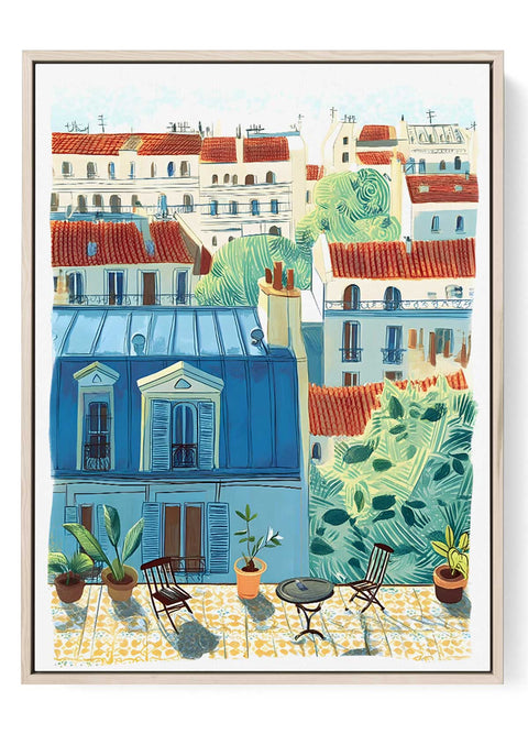 French_Cityscape_Print_Rooftop_Greenery_Scene