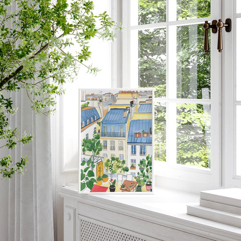 French Rooftop Watercolor – Handmade Paris Print Reproduction
