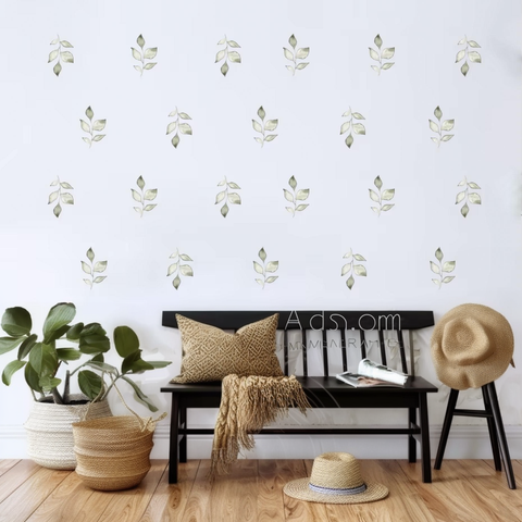 Fresh green leaves wall stickers

