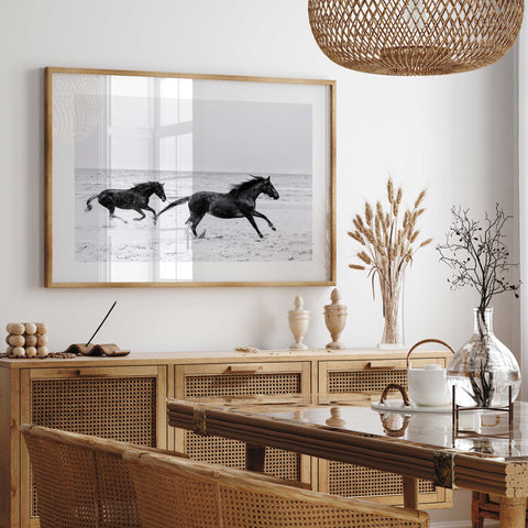 Galloping horses monochrome decor