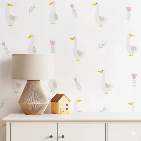Boho Duckling Wall Stickers | Watercolor Kids Room Decor | Nursery Wall Decals