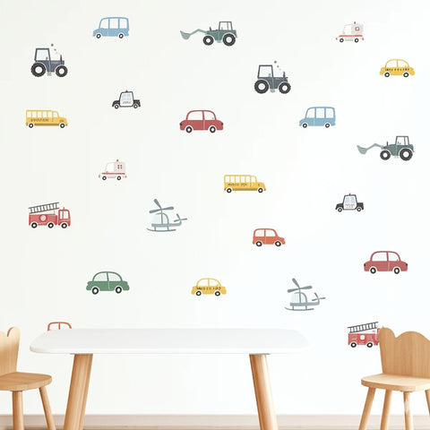 Colorful Vehicle Wall Decals | Cars, Trucks, and Helicopters Stickers