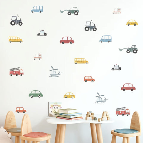 Colorful Vehicle Wall Decals | Cars, Trucks, and Helicopters Stickers