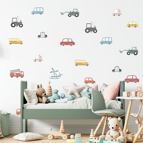 Colorful Vehicle Wall Decals | Cars, Trucks, and Helicopters Stickers