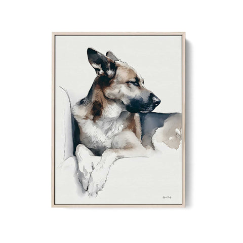 German shepherd watercolor wall art