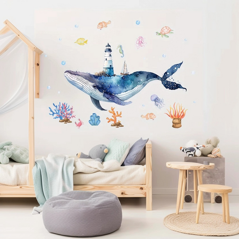 Giant Whale Wall Stickers for Bedroom