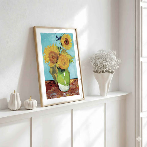 Vincent van Gogh Sunflowers Print – Vase with Three Sunflowers 1888 Wall Art