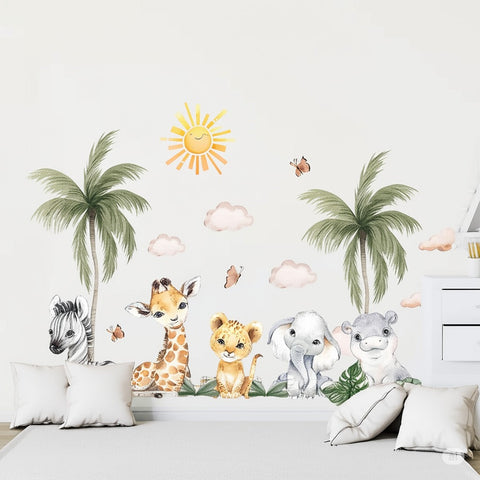 Giraffe and lion kids room stickers
