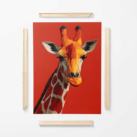 Giraffe geometric pattern red print