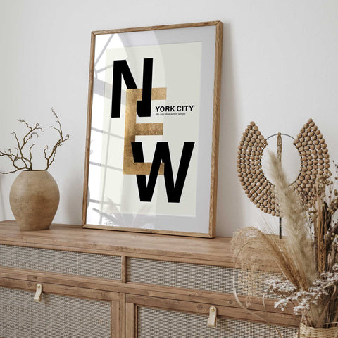 Abstract New York - Bold Black and Gold Poster