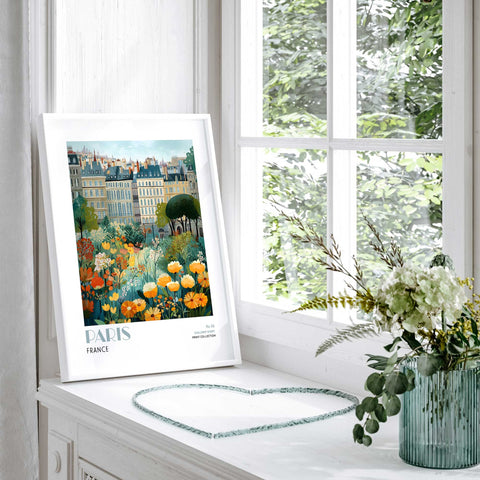 Golden orange flowers Paris art print