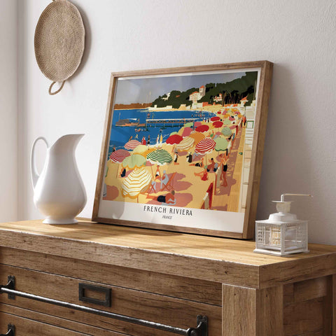 Graphic style French Riviera art print from Lily and Emily Fine Art