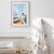 Greece-inspired fine art print with rooftop garden and sea view