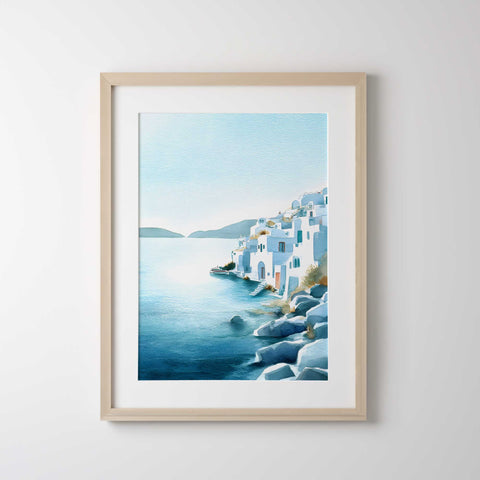 Greece coastal painting for modern wall decor