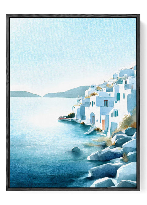 Greek island coastal art print Mediterranean decor