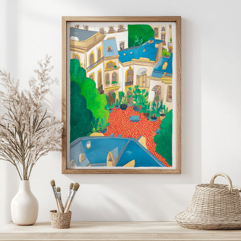 Greenery & Rooftops – Mediterranean Wall Art
