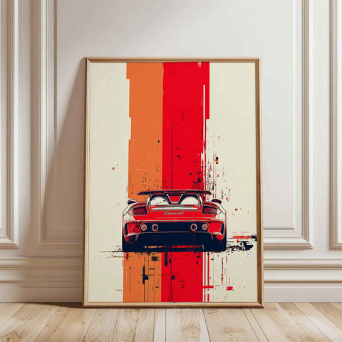 Grey and black Porsche Carrera GT art for minimalist interior design